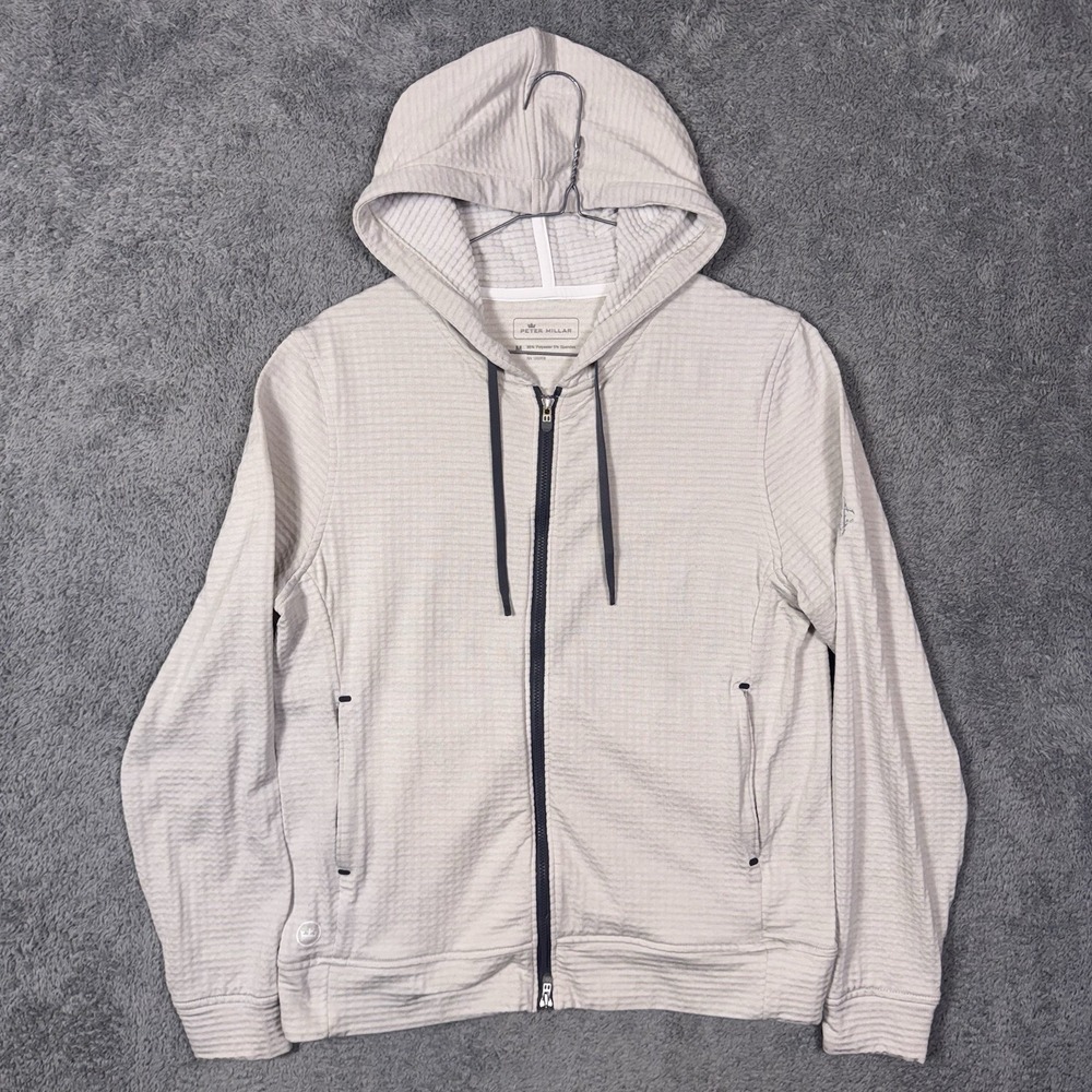Peter Millar Hoodie Womens M Tech Full Zip Sweatshirt Grid Fleece Golf LS22EK19